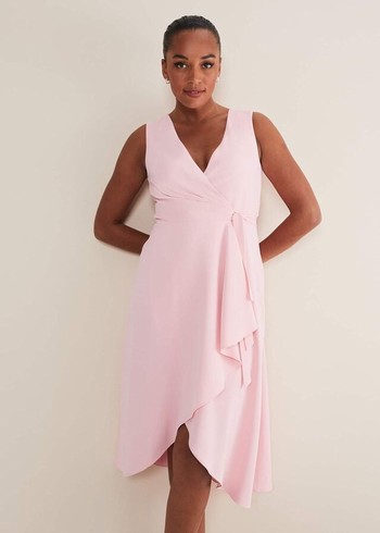 Phase Eight Julissa Sleeveless Ruffle Wrap Dress Pink Australia | UQ3286147